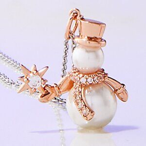 Snowman Pearl Necklace - Charmed Aroma Christmas Holiday Collection Frosty